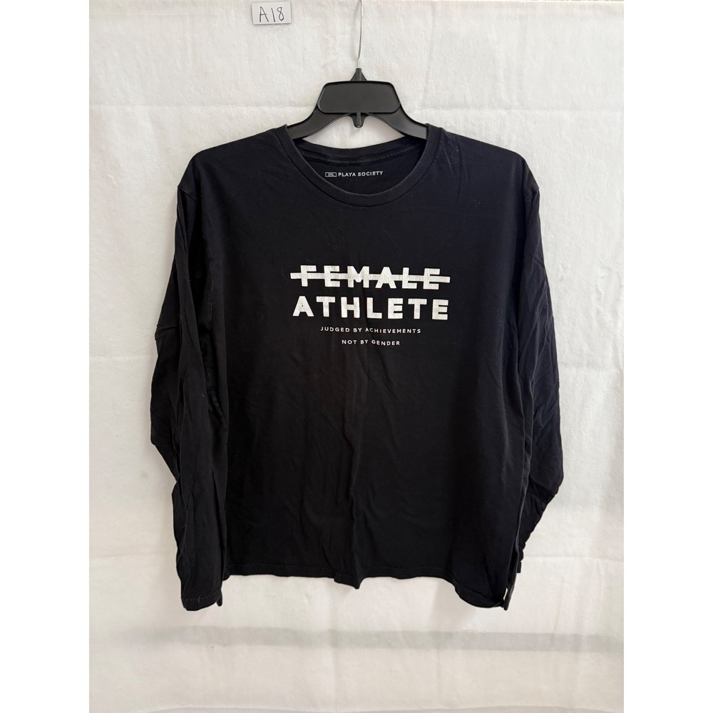 Playa Society Female Athlete Long Sleeve Graphic Tee Black XXL